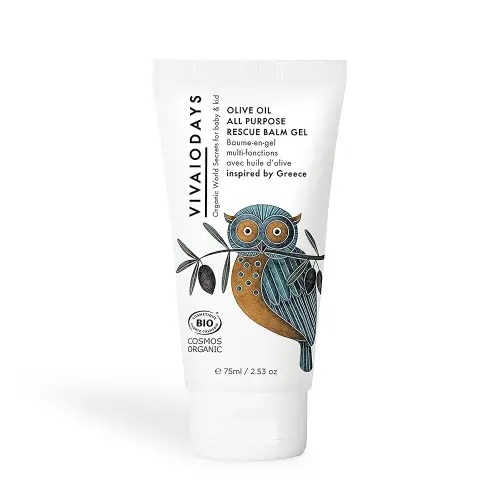 Olive Oil Rescue Balm Gel to Soothe Skin, Prevent Diaper Rash & Relieve Eczema, Gel Moisturizer for Face, 100% Natural, 96.8% Organic, COSMOS ORGANIC Certified, Safe for All Ages, 75 ml