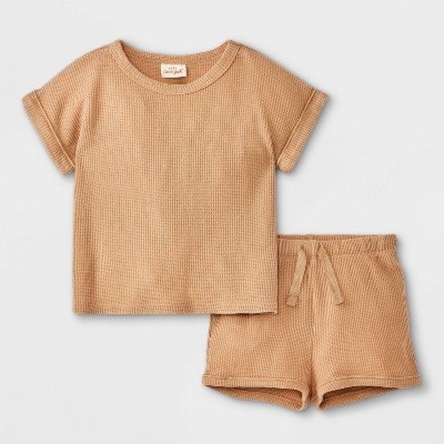 Baby Waffle Top & Bottom Set - Cat & Jack™ Yellow 0-3M