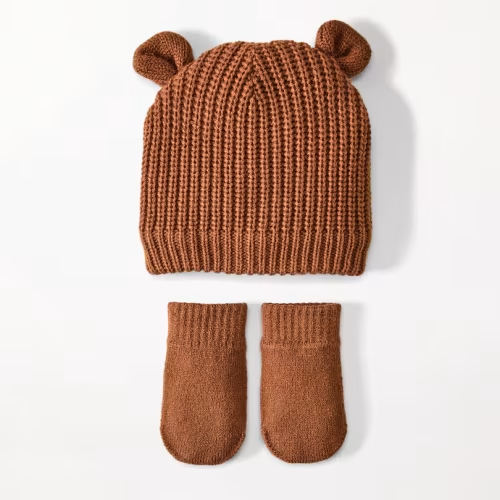 Brown Bear Hat And Mitts Set