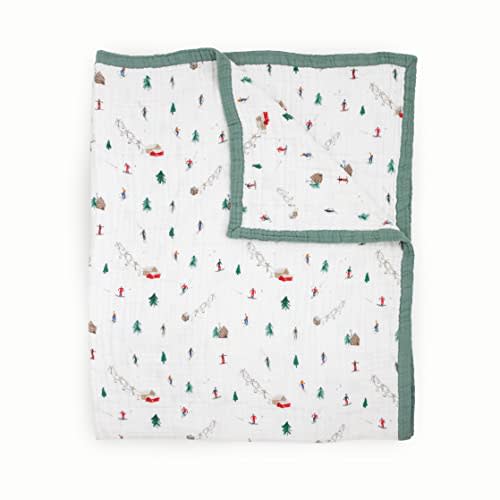 Little Unicorn Premium Quilted Throw | Super Soft, Multi-Layered Muslin XL Blanket| Great for Kids & Families (Powder Party)