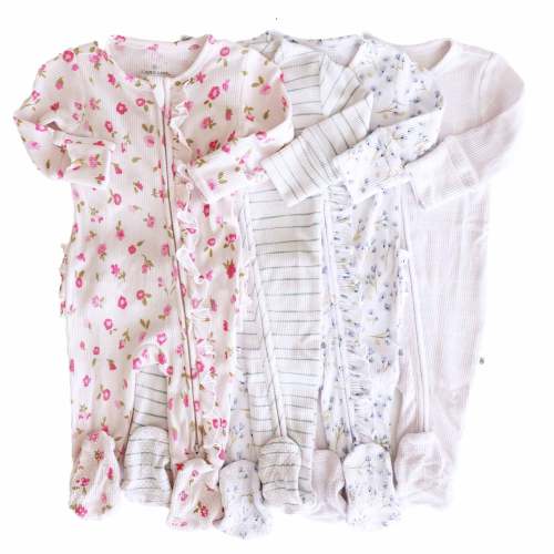 Bamboo Waffle Zipper Footies | Printed