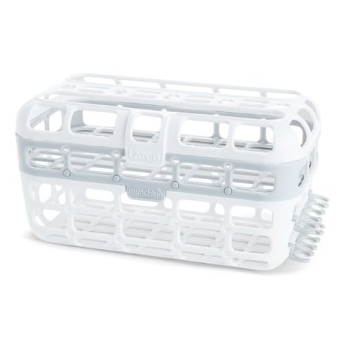 Munchkin High Capacity Deluxe Dishwasher Basket, Accommodates both Standard and Wide-Mouth Bottles, Includes Straw Rack, Large, Gray