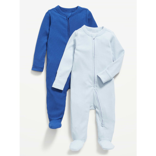 Unisex 2-Way-Zip Sleep & Play Footed One-Piece 2-Pack for Baby