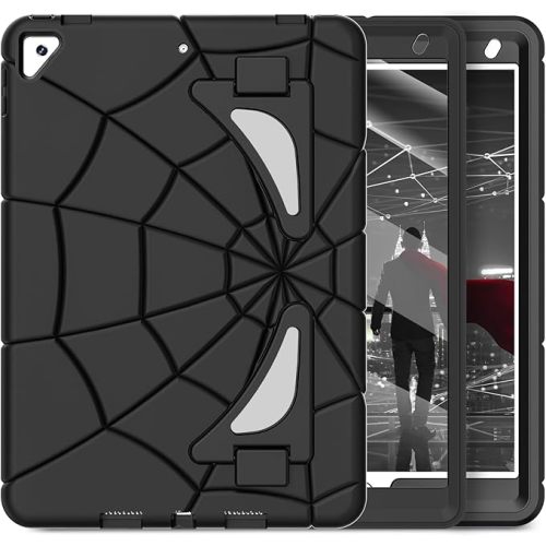 Case for iPad 10.2 Case for Kids iPad 9th / 8th / 7th Generation Gen Case Heavy Duty Shockproof Rugged Protective Cover 10.2 Inch with Stand for Kids, Black+Black