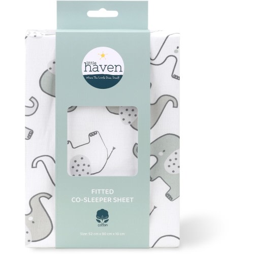 Little Haven Cotton Fitted Co-Sleeper Sheet - Elephant