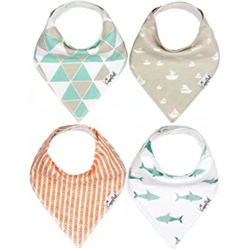 Copper Pearl Baby Bandana Bibs - 4 Pack Soft Cotton Baby Bibs for Drooling and Teething, Absorbent Drool Bibs for Baby Girl and Boy, Adjustable to Fit Newborns to Toddlers, Tons of Styles (Pacific)