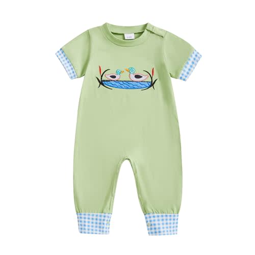 GOOCHEER Summer Newborn Baby Boy Girl Romper Short Sleeve Jumpsuit One Piece Outfits Mallard Duck Baby Clothes