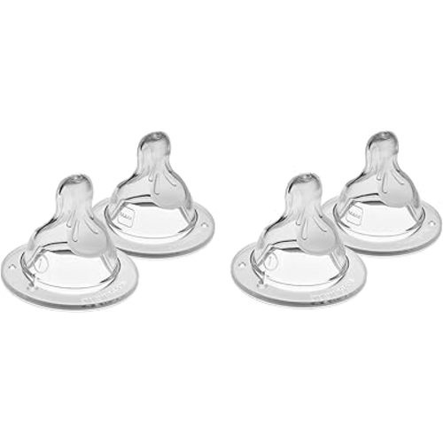 MAM Bottle Nipples Slow Flow Nipple Level 1, for Newborns and Older, SkinSoft Silicone Nipples for Baby Bottles, Fits All MAM Bottles, 4 Pack