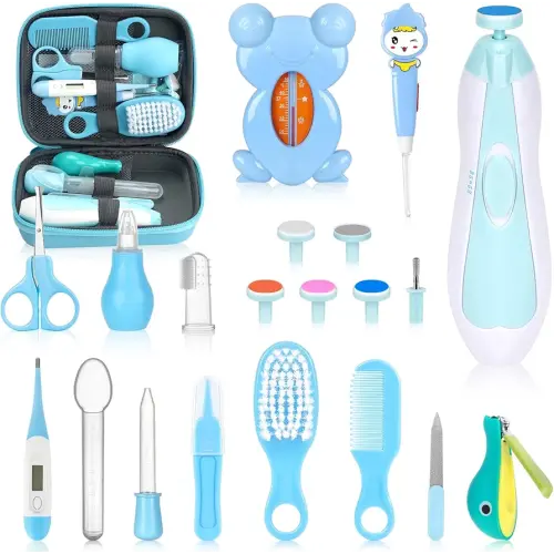 Baby Healthcare and Grooming Kit, Portable Baby Safety Care Set, Baby Essentials kit for Newborn (Blue 26 in 1)