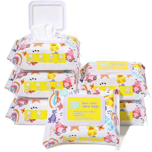 HAPPY BUM - 180 Count Saline Baby Wipes, Unscented, 7.4 x 7.2 Inch, Moist and Refreshing, Multi-Purpose Use, Ideal for Travel