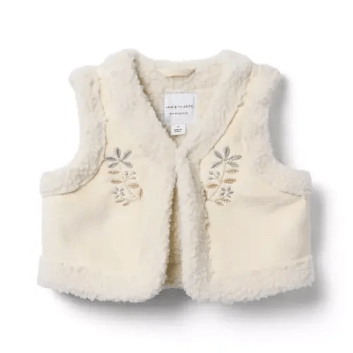 Girl Nutmeg Cream The Embroidered Sherpa Vest by Janie and Jack