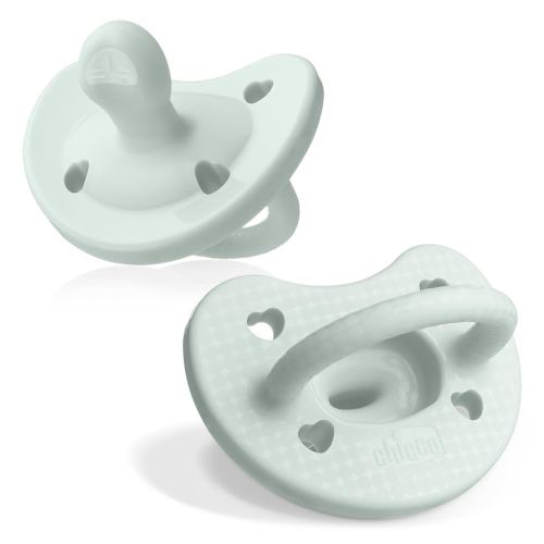 Chicco PhysioForma Luxe Silicone One Piece Pacifier for Babies Aged 0-6m | Fashion Textured Shield | BPA & Latex Free| Reusable Sterilizing Case | Mint, 2pk
