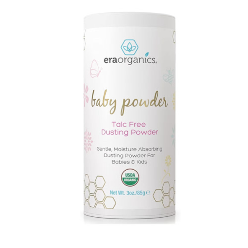 Era Organics Talc-Free Organic Baby Powder - USDA Organic Dusting Powder with Arrowroot, Calendula and Cornstarch for Newborns, Babies or Toddlers - Soothing, Fragrance Free, Made in USA (3oz/85g)