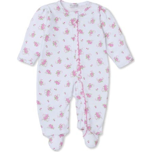 Rose Print Pima Cotton Zip Footie