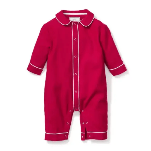 Pajamas Red Petite Plume Baby Flannel Cambridge Romper by Janie and Jack