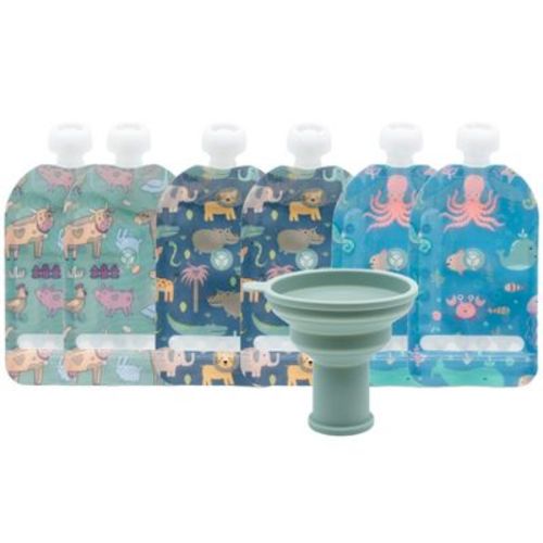 Weesprout Double Zipper Reusable Food Pouches, 6-pack - Educational, 5 Fl Oz