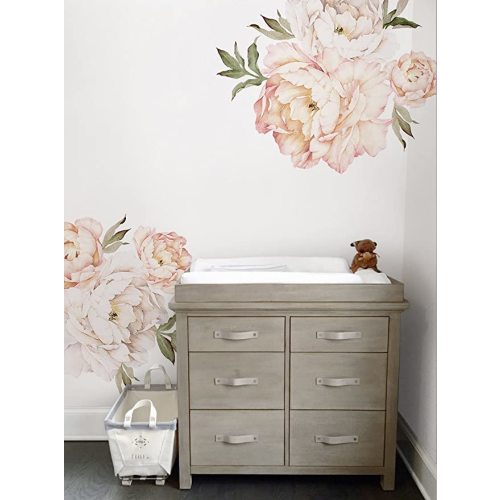 Simple Shapes Peony Flowers Wall Sticker - Vintage Peach