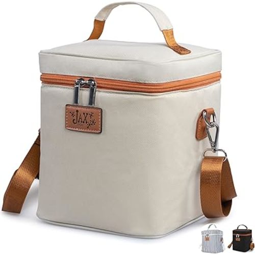 Breastmilk Cooler Bag - Breastmilk Storage Container for 6 Tall Bottles or Breastmilk Storage Bags - Keeps Breast Milk Storing Bags or Formula Cold - Shoulder Bag, Mesh Pocket for Ice Pack