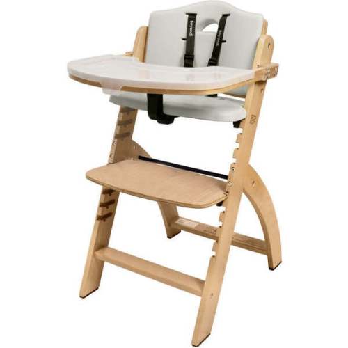 Beyond Junior Wooden High Chair, Natural Dove Grey - Abiie | Maisonette