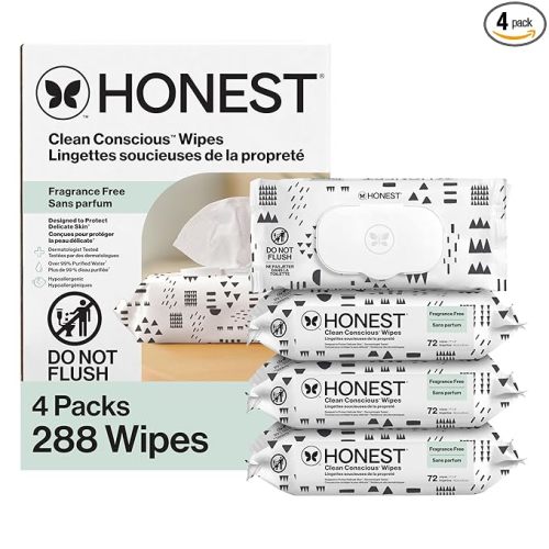 The Honest Company Hypoallergenic Multi-Use Baby Wipes for Sensitive Skin Baby Pattern Play 288 Count