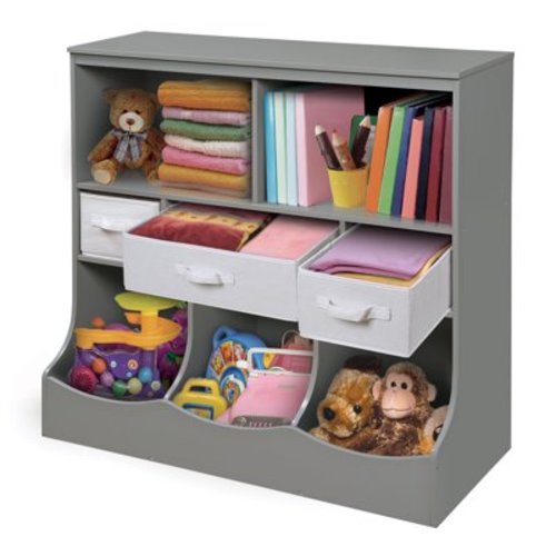 Badger Basket Children's Wooden Toy Storage Organizer with Three Baskets 8.6 Cu ft. - Gray