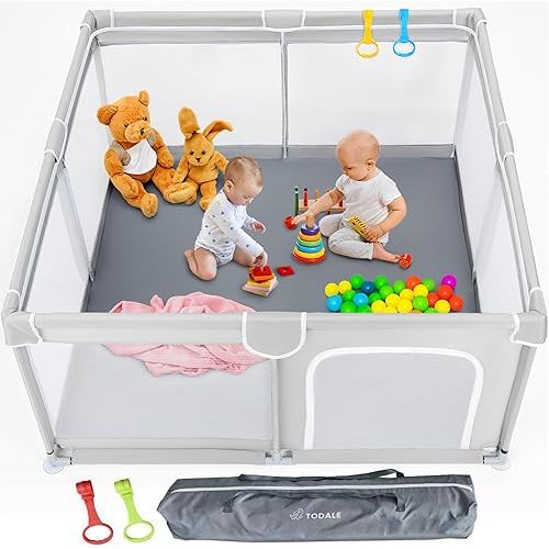 TODALE Baby Playpen, Medium Playpen (Light Grey, 50x50x27 Inch)