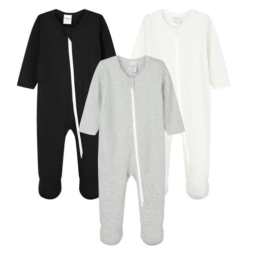 HAJAKADAS-Y Baby Boys' Girls' Cotton Sleep and Play Pjs, Snug Fit Footed 2-Way Zip Closure Coveralls,Pajamas with Feet