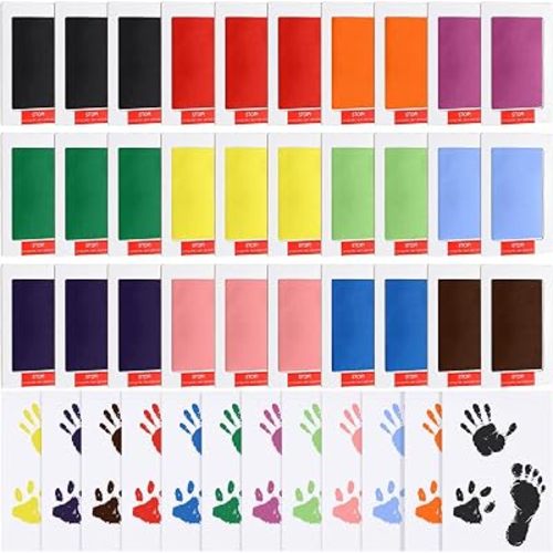 Jetec 30 Set Inkless Hand Footprint Paw Print Kit Ink Pad, Colorful