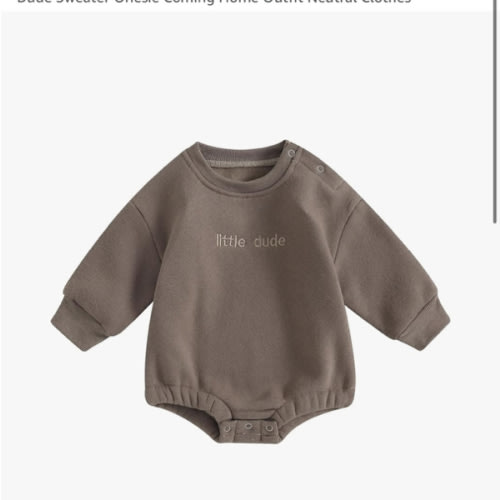 VISGOGO Newborn Infant Baby Boy Girls Oversized Romper Little Dude Sweater Onesie Coming Home Outfit Neutral Clothes