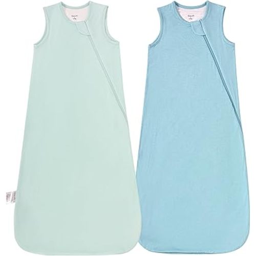Rayon Made from Bamboo Sleep Sack 1.0 Tog Baby Sleep Sack 0-6 Months Toddler Sleep Sack 2-Way Zipper Newborn Sleep Sack Infant Sleep Sack Baby Wearable Blanket All-year-around (2 Pack)
