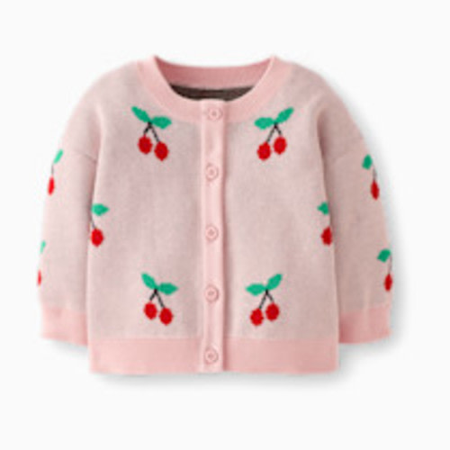 Hanna Andersson Novelty Cardigan - Cherries On Light Pink, 6-12 M