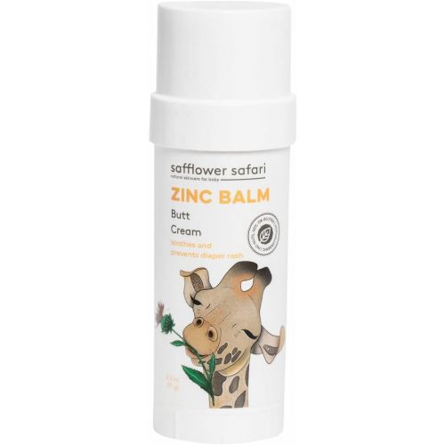 Baby Zinc Balm Stick - All Natural Butt Cream, Mess Free Diaper Rash Cream, Treat & Prevent Diaper Rash, Hypoallergenic, All-Natural, Plant-Derived, Made in USA by Safflower Safari