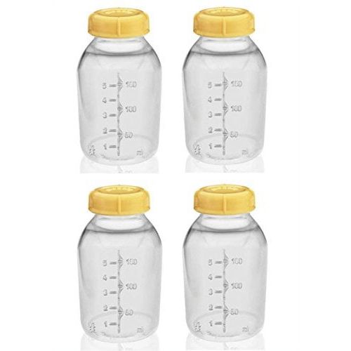 Medela Breast Milk Collection Storage Feeding Bottle w/ Lid 5 Oz/ 150 Ml X4