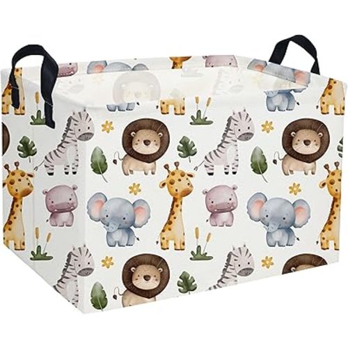 Rectangular Kids Basket Animals Storage Baskets Cute Basket Toy Storage Bin Zoo Room Decor for Home(Zoo)