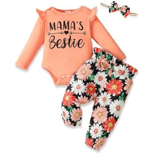 Mikrdoo Baby Girl Clothes Toddler Girl Outfits Long Sleeve Ruffle Shirt Tops Pants Little Girl Outfit Set