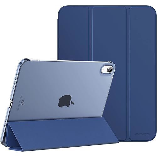 MoKo Case for iPad 10th Generation 10.9 inch 2022, Slim Stand Protective Cover with Hard PC Translucent Back Shell Cover for iPad 10th Gen 2022, Support Touch ID, Auto Wake/Sleep, Navy Blue