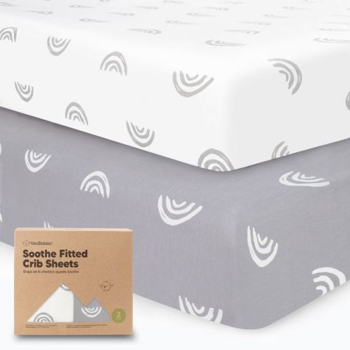 KeaBabies 2pk Soothe Fitted Crib Sheets Neutral, Organic Baby Crib Sheets, Fits Standard Nursery Baby Mattress (Lunaris)
