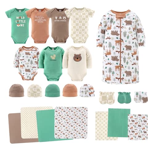The Peanutshell Baby Layette Gift Set for Baby Boys - 23 Piece New Born Baby Boy Gift Set, Baby Clothes & Newborn Essentials Must Haves - Newborn Baby Boy Clothes 0-3 Months - Wilderlust