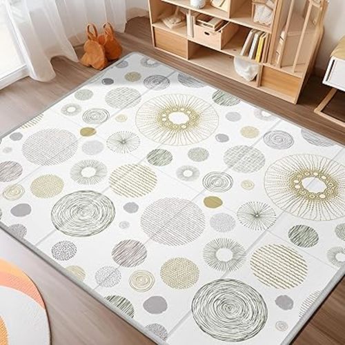 Baby Play Mat 79x71, Extra Large Baby Mat for Floor, Foldable Play XPE Foam Mat, Reversible Crawling Mat for Baby, Waterproof, Safe & Thick Playmats for Babies and Toddlers, Indoor & Outdoor Use