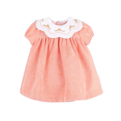 Pumpkin Cord Scalloped Dress | Posh Tots Children's Boutique