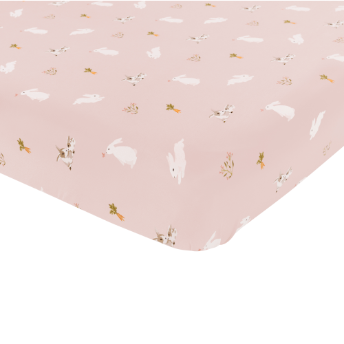 Crib Sheet in Blush Rabbit