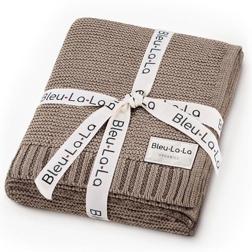 Organic Cotton Baby Swaddle Blanket - 100% Luxury Organic Cotton Knit Receiving Blanket - Soft Warm Unisex Shower Crib Blankets for Newborns Infants Boys & Girls (0-2Yrs - Milk Chocolate) - 0-2 Years