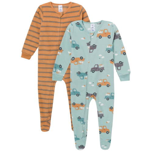Gerber Baby and Toddler Neutral Microfleece 2-Way Zipper Blanket Sleeper Pajamas, 2-Pack, Sizes 0/3 Months - 5T