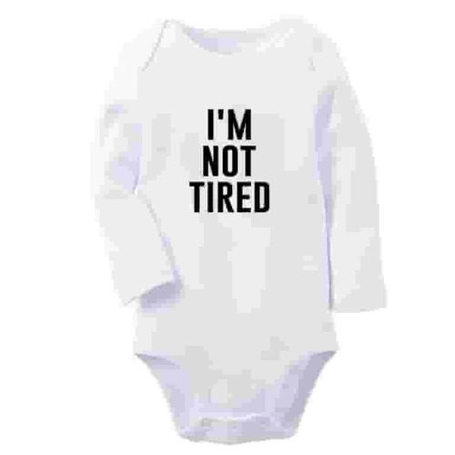 I'm Not Tired Funny Rompers, Newborn Baby Unisex Bodysuits, Infant Jumpsuits, Toddler 0-12 Months Kids Long Sleeves Oufits (White, 0-6 Months)