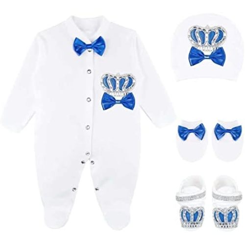 Lilax Baby Boy Newborn Crown Jewels Layette 4 Piece Gift Set