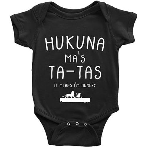 Hukuna Ma's Ta Tas Baby Funny Joke Lion Milk Hungry Present King Body Suit 0-24 Months White Short Sleeve