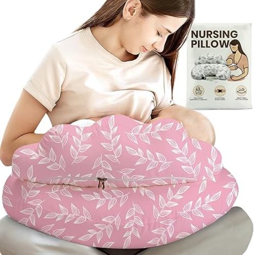 Nursing Pillow, Breastfeeding Pillows for Enhanced Safety & Comfort for Mom & Baby, Removable Cotton Cover, Adjustable Waist Strap, Breastfeeding Essentials, Baby Registry Search