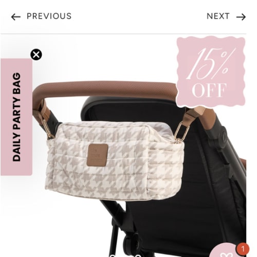 Houndstooth Linen Baby Pram Caddy