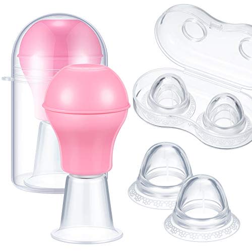 Frienda 4 Pieces Nipple Sucker Nipple Corrector Nipple Puller Women Breastfeeding Flat Inverted Nipple, Aspirator Nipples Retraction Nipples Silicone Cups for Mommy Girl (Pink)