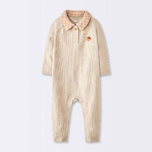 Baby Boys' Collared Acorn Waffle Romper - Cloud Island™ Beige Newborn